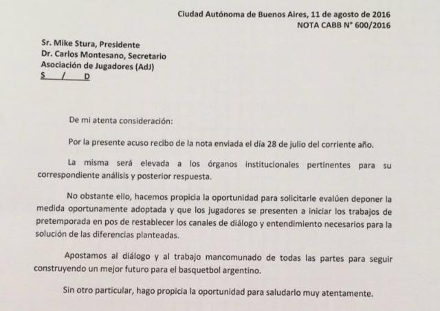 La CABB intercedi� en el conflicto y pidi� que se levante el paro